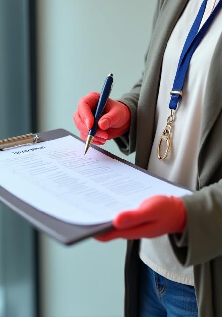 Person doing a quality check with a clipboard